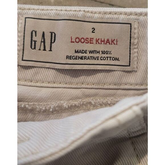 GAP Pants Women's 2 Tan Loose Khaki Wide Leg Moonstone Tan 90s - Picture 5 of 5